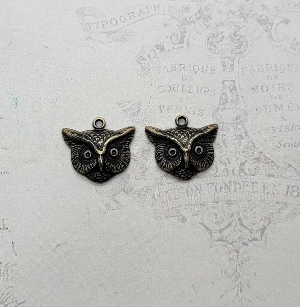 Small Owl Head Casting Charms (2) - 8241S