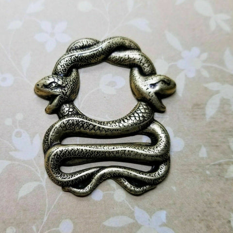 Large Brass Double Headed Snake Stamping x 1 - 2095RAT.