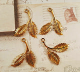 Brass Leaf Charms x 4 - 2174RSG.