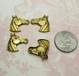 Small Brass Horse Head Stampings x 4 - 2477FFA-2478FFA.