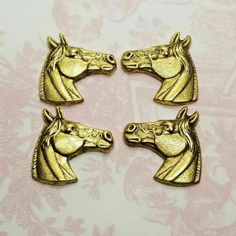 Small Brass Horse Head Stampings x 4 - 2477FFA-2478FFA.
