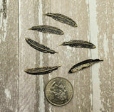 X-small Brass Feather Stampings x 6 - 263RAT.
