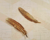 Small Brass Feather Stampings x 2 - 2998S.