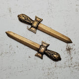 Brass Ornate Sword Stampings x 2 - 3008RAT.