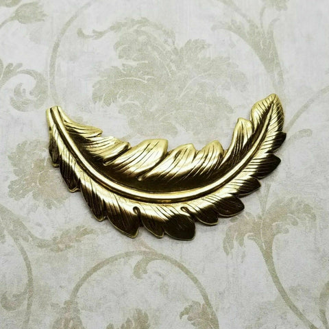 Large Brass Feather Leaf Stampings - 3159RAT.
