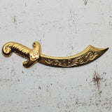 Large Brass Ornate Sword Stamping x 1 - 3213RAT.