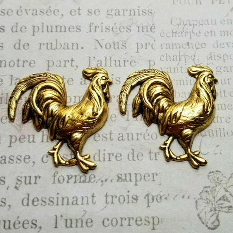 Brass Rooster Stampings x 2 - 3249RAT.