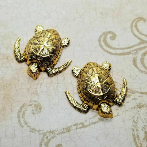 Brass Sea Turtle Stampings x 2 - 3287RAT.
