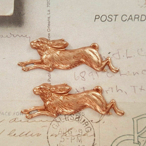 Small Brass Bunny Rabbit Stampings x 2- 3376FF.