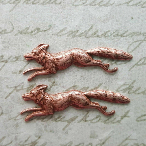 Small Brass Fox Stampings x 2 - 3378FF.