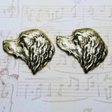 Large Brass Dog Head Stampings x 2 - 3386FFA.