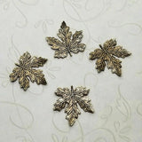 Small Brass Maple Leaf Findings x 4 - 3486S.