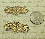 Brass Ornate Bar Stampings x 2 - 3565-1FF.
