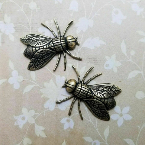 Brass Fly Insect Stampings x 2 - 3819RAT.
