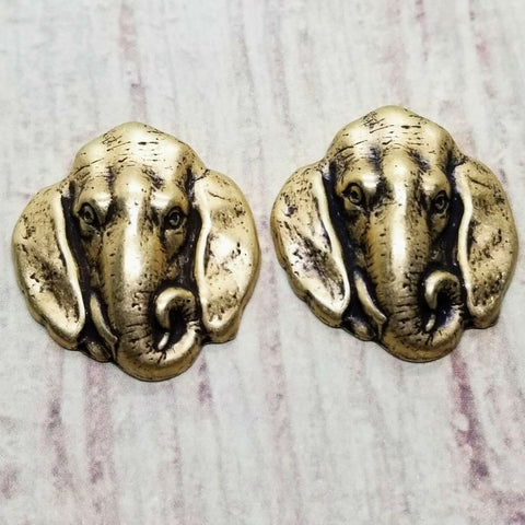 Brass Elephant Head Stampings x 2 - 399RAT.