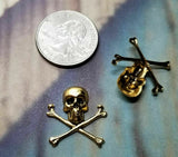 Small Brass Skull And Crossbone Stampings x 2 - 4125FFA.