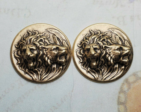 Brass Lion And Lioness Stampings x 2 - 422-1S.