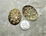 Large Brass Oval Dogwood Stampings x 2 - 4965RAT.