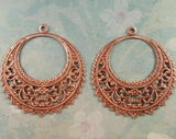 Large Brass Filigree Hoop Charms x 2 - 5233S.