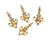 Brass Ornate Floral Charms x 4 - 5353S.