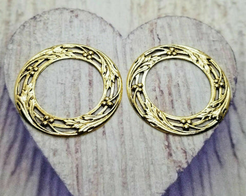 Large Brass Ornate Wreath Findings x 2 - 5967S.