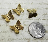 Small Brass Butterflies With Raised Wings Charms x 4 - 6303-1RGB.