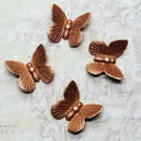 Small Brass Butterflies With Raised Wings No Hole x 4 - 6303GB.