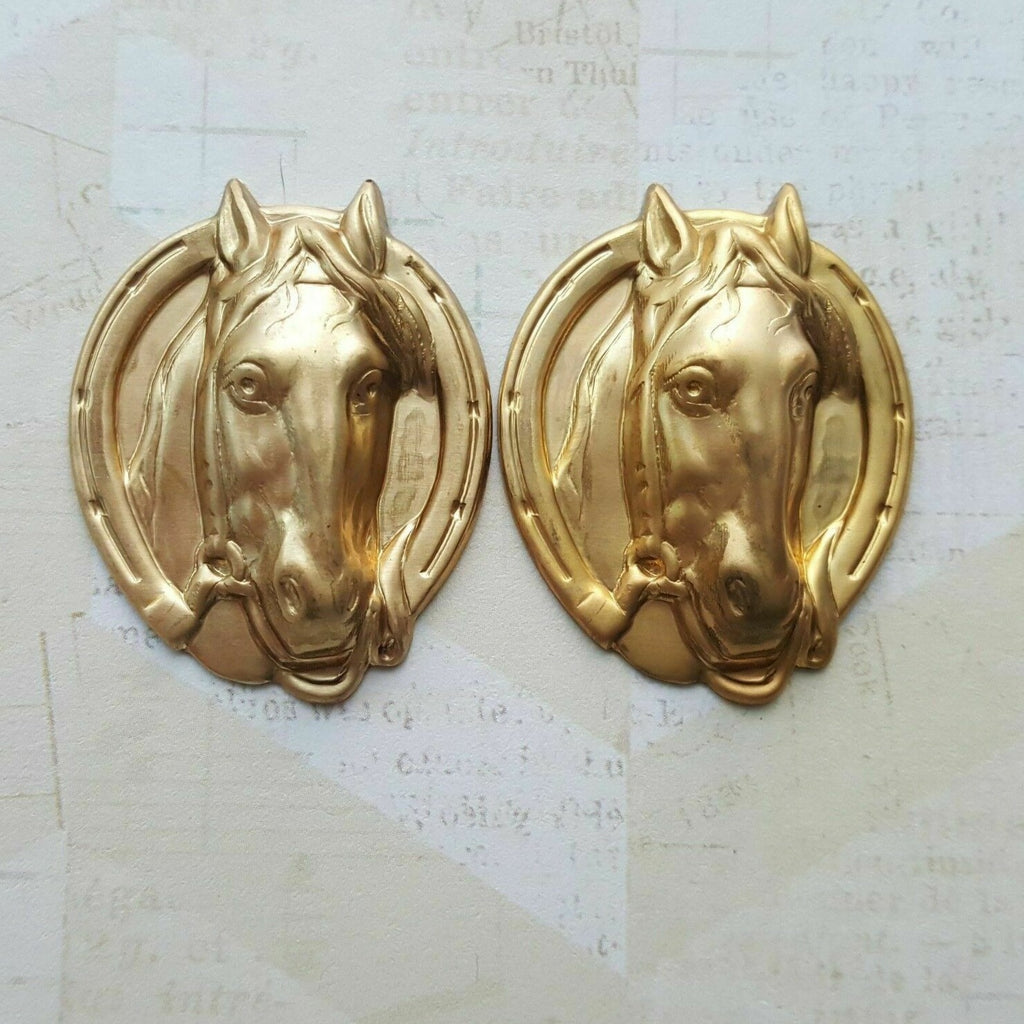 Large Brass Horse Head Stamping - 6350SG. – Glamour Girl Beads