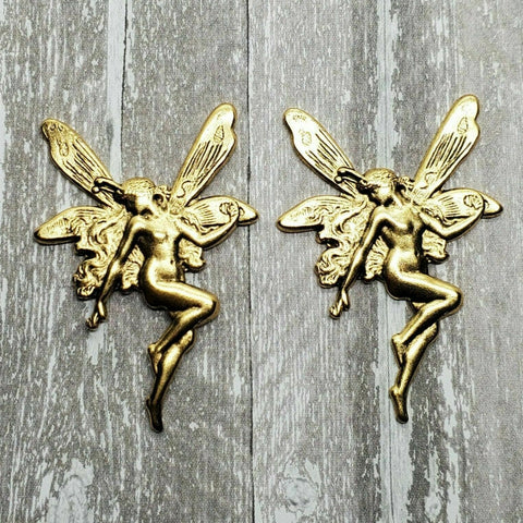 Large Brass Fairy Stampings x 2 - 6431S.