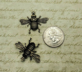Small Brass Bee Stampings With Ring x 2 - 6592WRRAT.