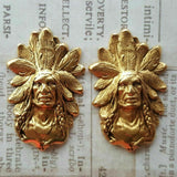 Brass Indian Chief Stampings x 2 - 6599RAT.
