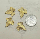Small Brass Ivy Leaf Stampings With Hole x 4 - 6669HRAT.