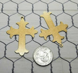 Large Brass Gothic Cross Charms x 2 - 6680RSG.