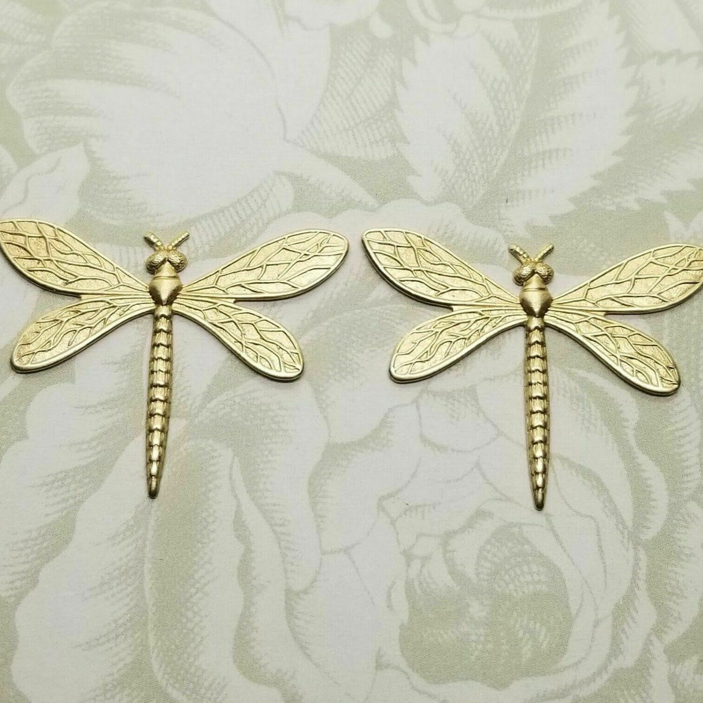 Brass Dragonfly Stampings - No Ring x 2 - 6802RAT.