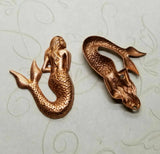 Brass Mermaid Stampings With Holes x 2 - 6862HSG-6863HSG.