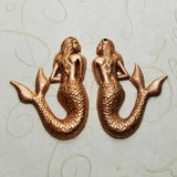 Brass Mermaid Stampings With Holes x 2 - 6862HSG-6863HSG.
