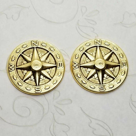 Brass Compass Stampings x 2 - 6878SG.