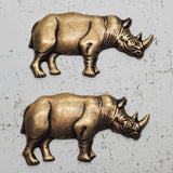 Brass Rhino Rhinoceros Stampings x 2 - 6975SG.