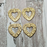 Small Brass Ornate Heart Charms x 4 - 7025GB.