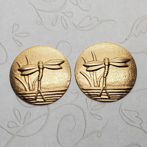 Brass Round Dragonfly Stampings x 2 - 7282RAT.