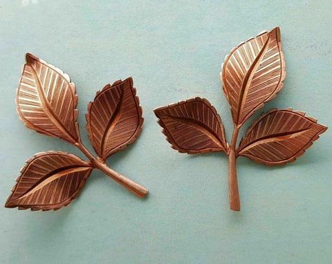 Large Brass Leafy Branch Stampings x 2 - 7372S.