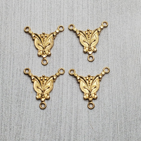 Brass Ornate Connector Findings x 4 - 7475FF.