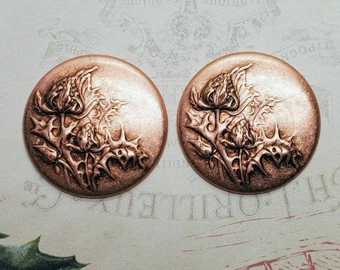 Large Brass Thistle Medallion Stampings x 2 - 821RAT.