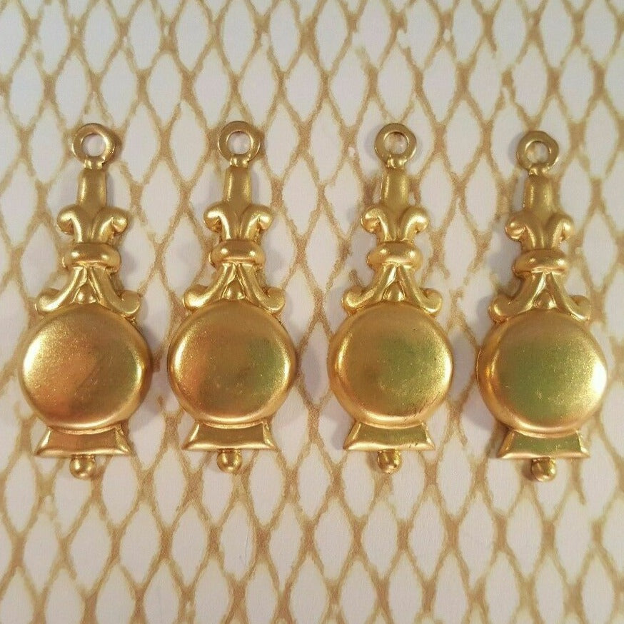 Brass Ornate Drop Settings x 4 - 843RAT.