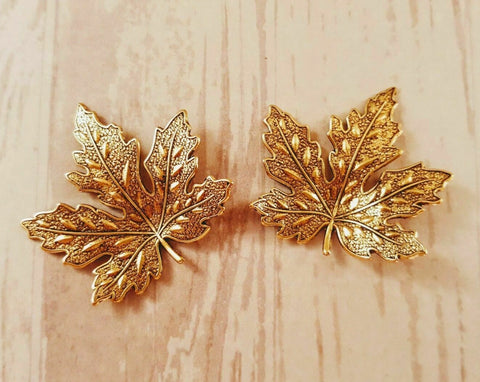 Brass Maple Leaf Findings x 2- 8890S.