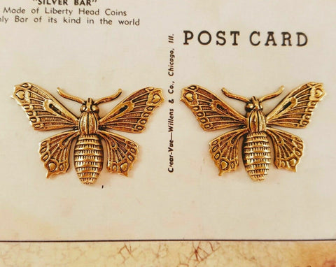 Brass Butterfly Stampings x 2 - 8993FFA.