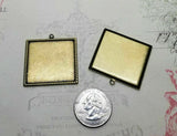 Brass Rope Edged Square Setting Bezels x 2- 9216S.