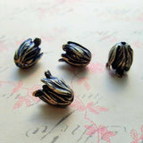 Small Brass Petal Bead Caps x 4 - 9453S.