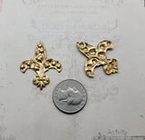 Brass Lily Of The Valley Fleur De Lis Stampings x 2 - 950RAT