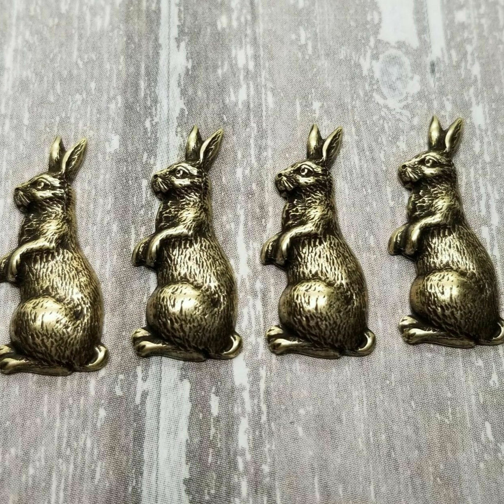 Small Brass Bunny Rabbit Stampings x 4 - 9574FFA.